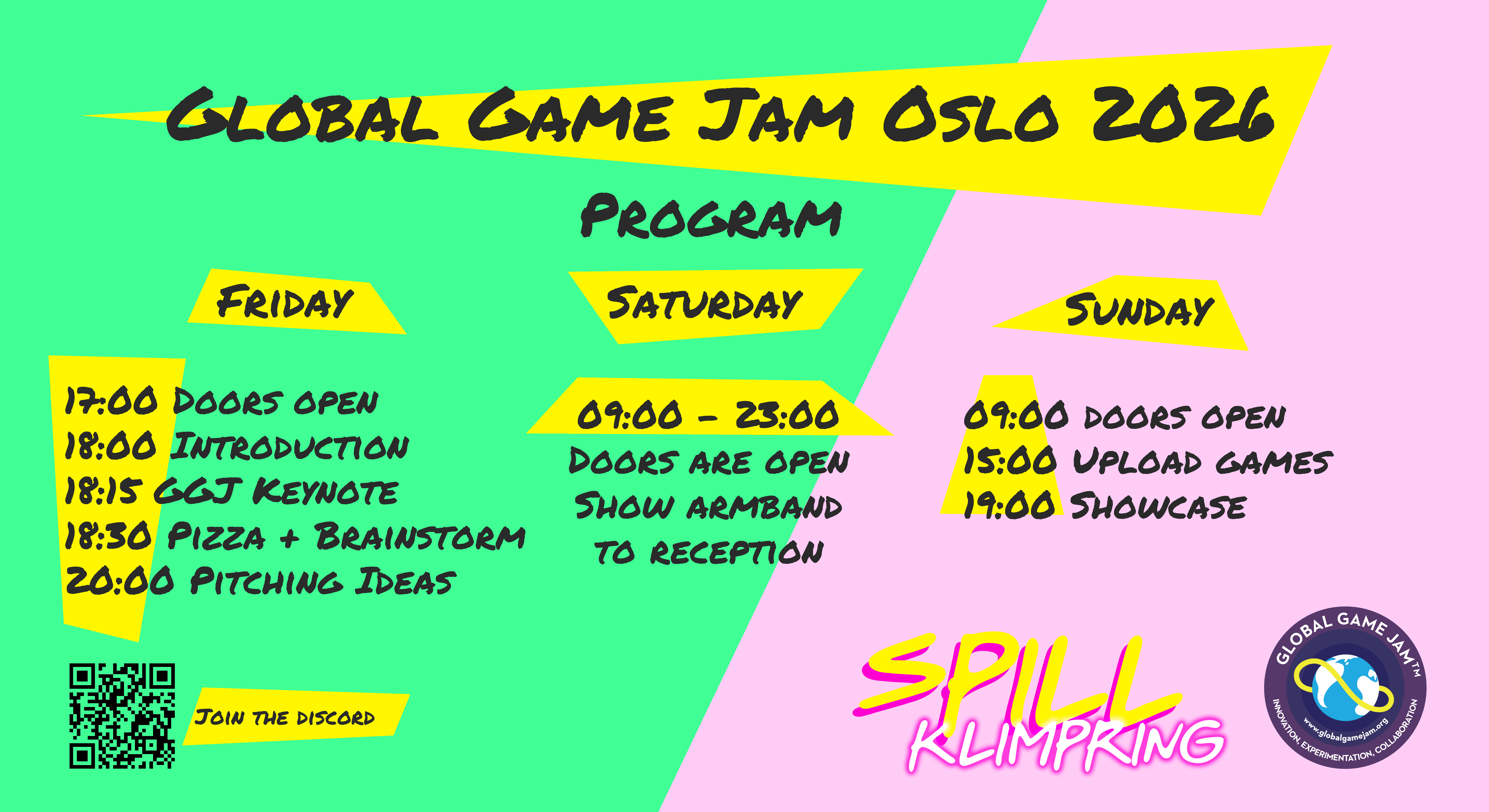 Global Game Jam Oslo 2026 programme