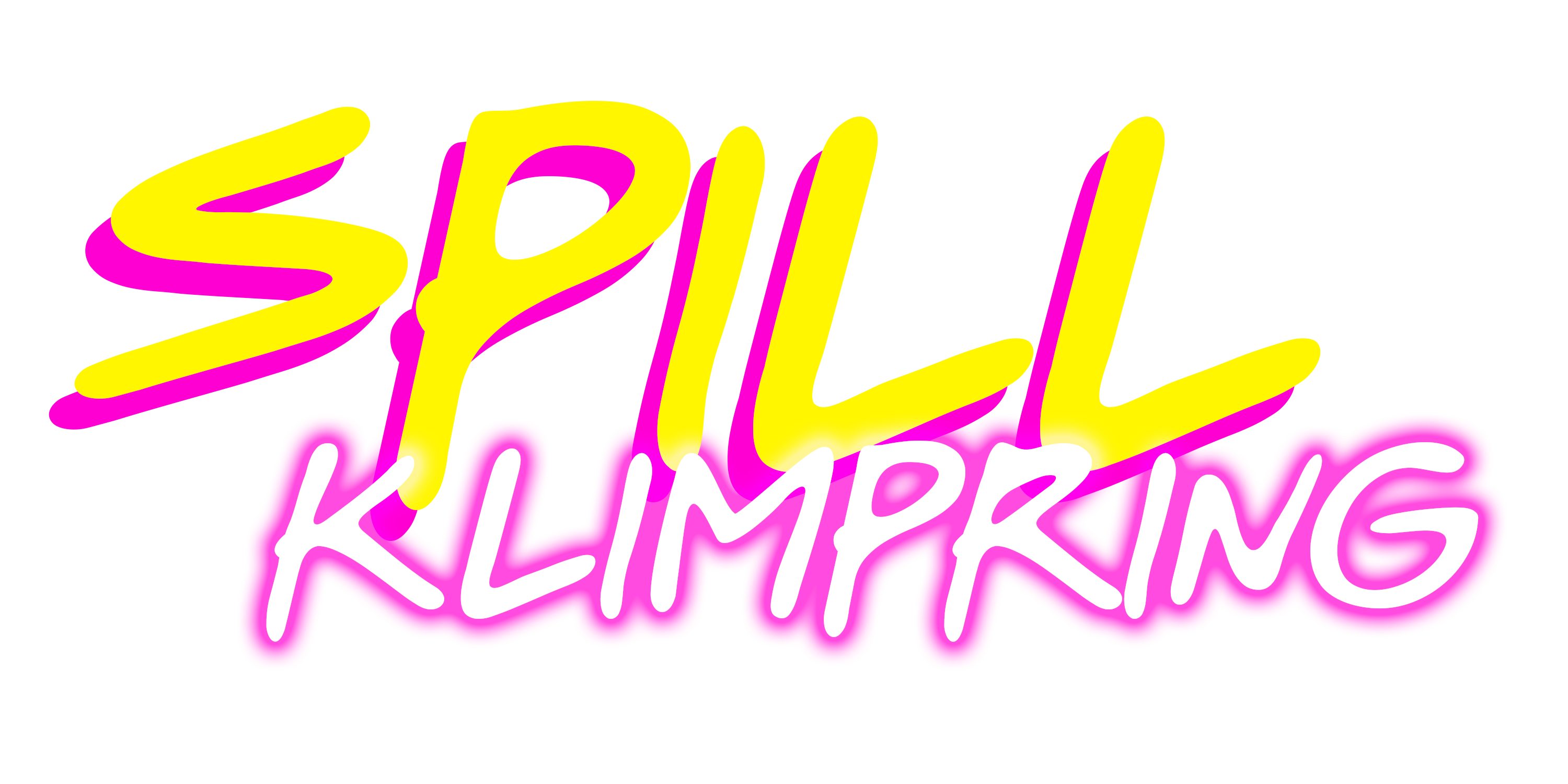 The SpillKlimpring logo in a snazzy yellow and pink
